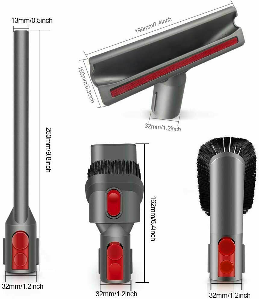 4Pc Brush Nozzle Mattress Replacement Kit for Dyson V8 Soft Fur Brush suction