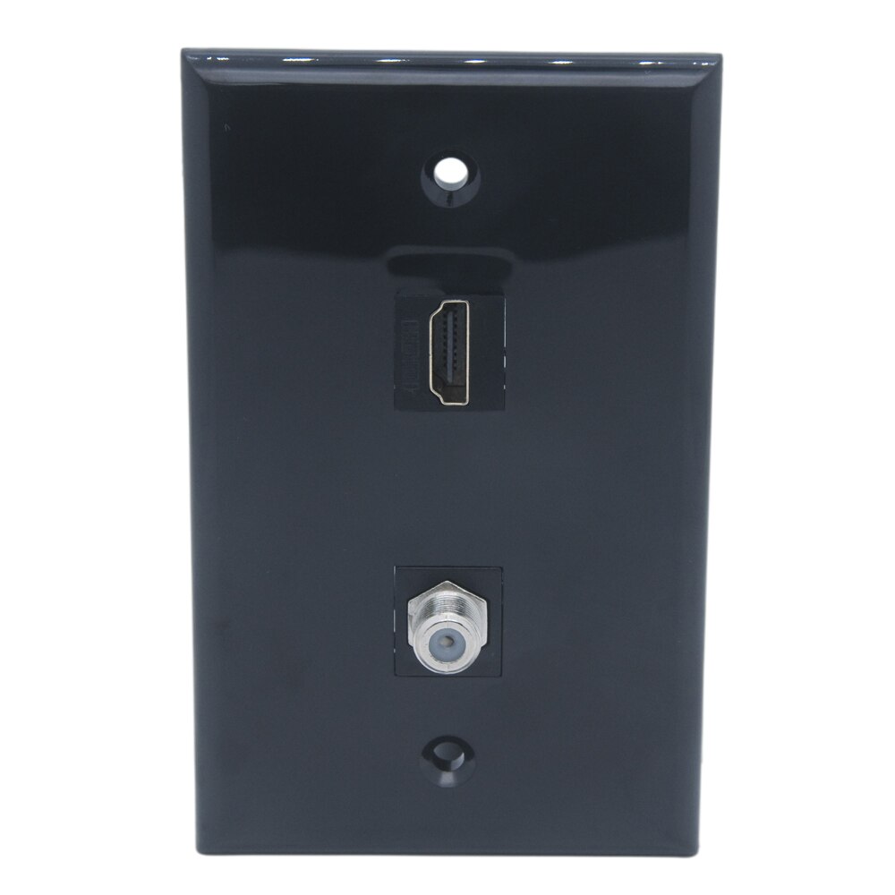 Black Color 1 Gang 2 Ports HDMI Coaxial F RG6 Female To Female Wall Plate
