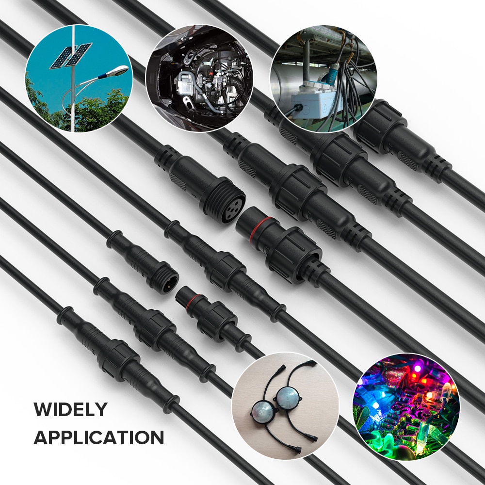 Light Extension Cable 2pin 3pin 4pin 5pin DC LED Strip Waterproof Connector Black/White Wire Male to Female 40 60 100 200 300CM