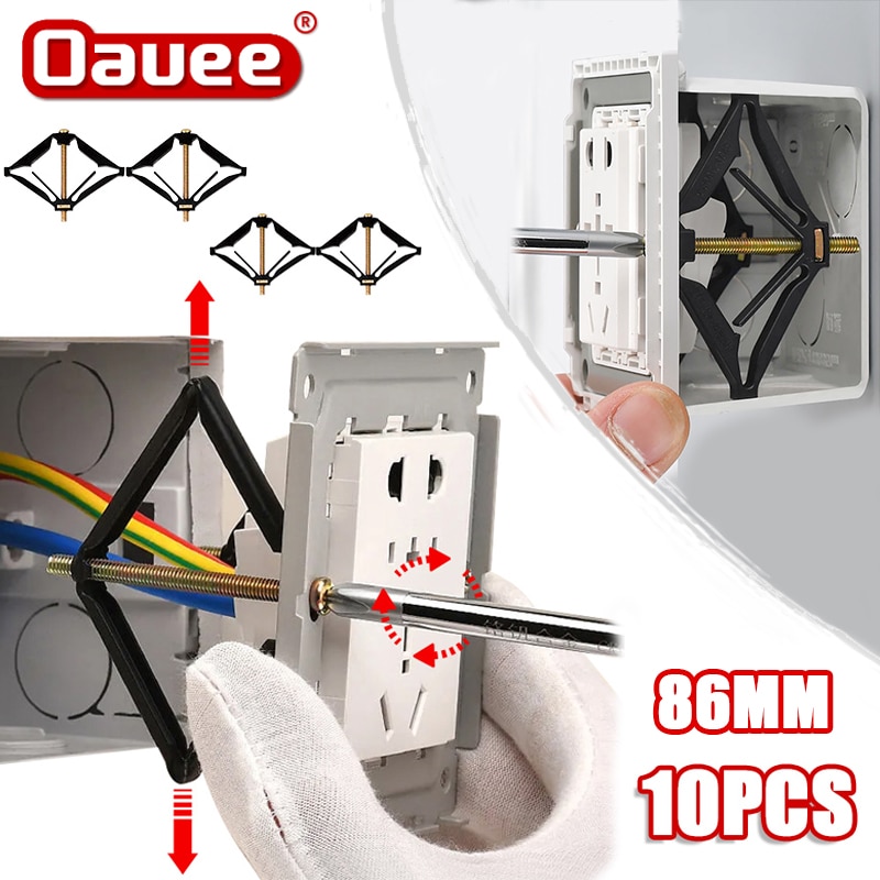 10Pcs Cassette Repairer 86mm Dark Box Repair Screw Plug Switch Old Socket Boxes Replacement Fixed Wall Repair Box Support Rod