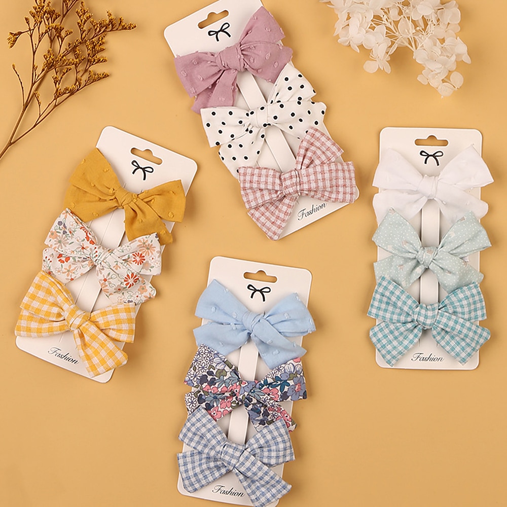 3/4Pcs/Set Sweet Baby Girls Hairpins Cute Floral Bows Hair Clips Metal BB Barrettes for Toddle Headwear Kids Hair Acesssories