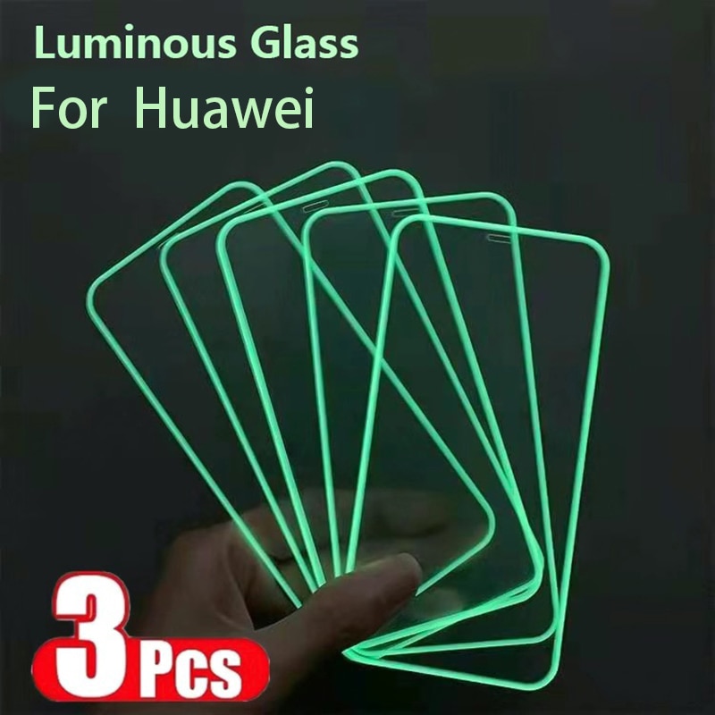 Luminous Tempered Glass on For Huawei P40 P30 Honor 8X 9X 10X 10 20 30 Pro Mate 30 Nova 3i V 20 30 Glass Screen Protective Film