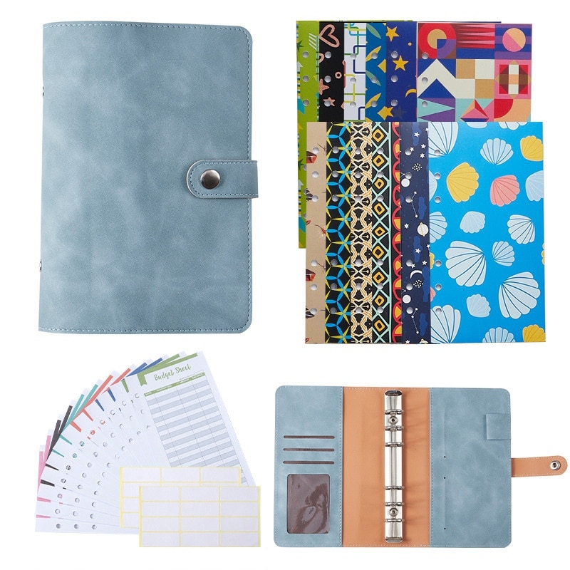 A6 PU Leather Notebook Binder Budget Planner Organizer Binder Cover Envelope Pockets And Expense Budget Sheet