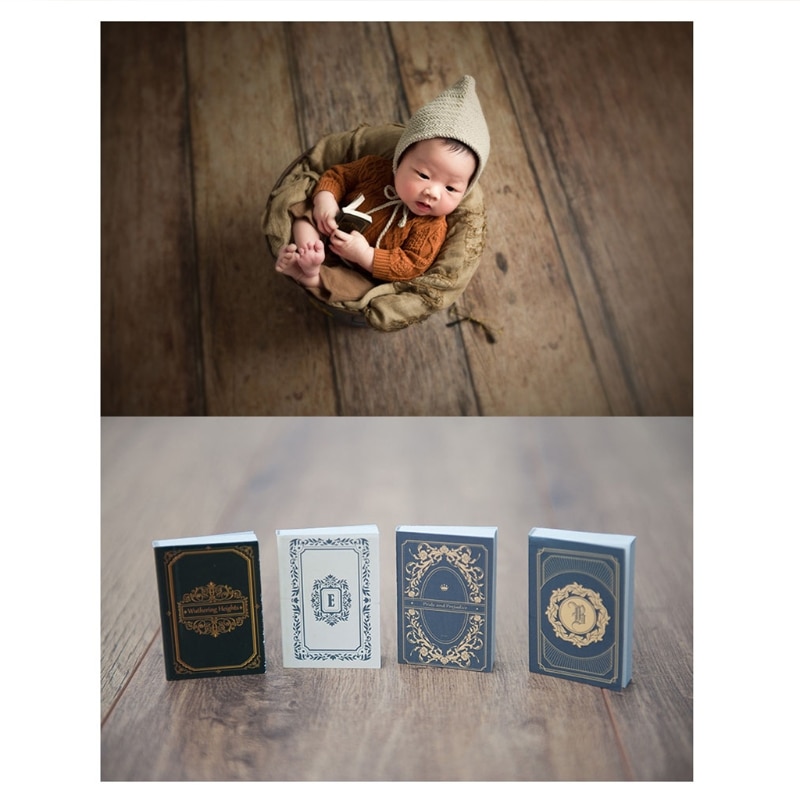 Q81A 4 Pcs Retro Mini Books Newborn Photography Props Decorations Infant Photo Shooting Assisted