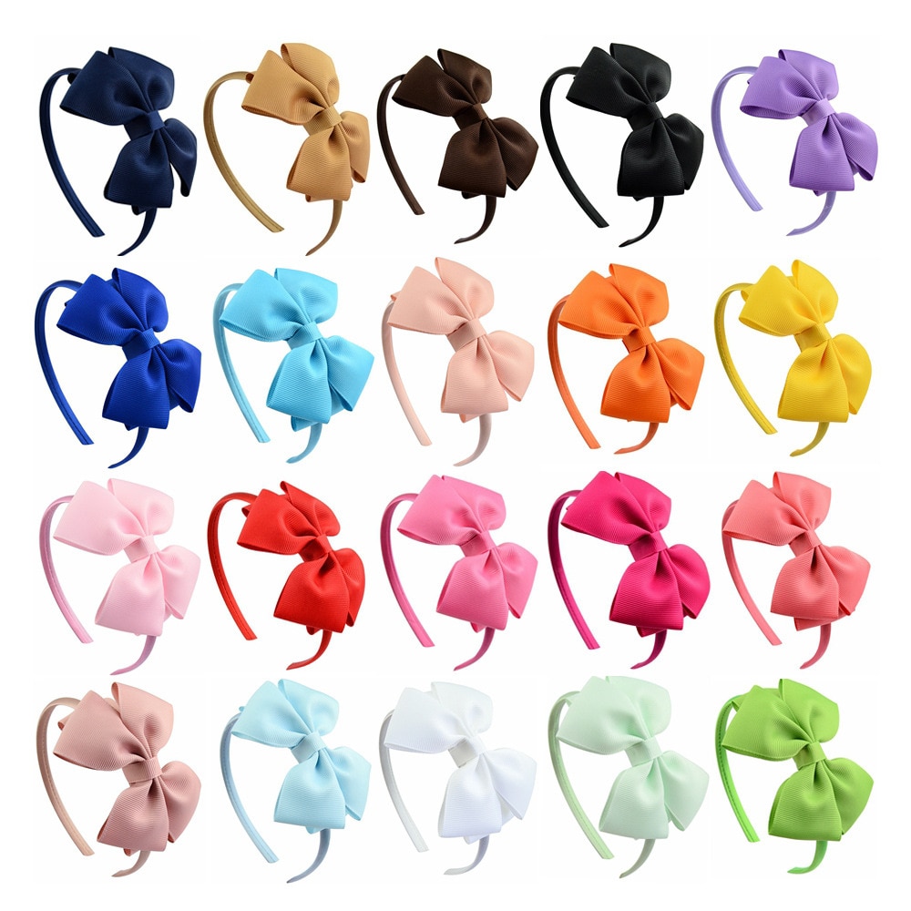 Hair Accessories Bow Hairband for Girls Handmade Solid Ribbon Headbands with Satin Hoops Kid‘s Daily Life Headwear