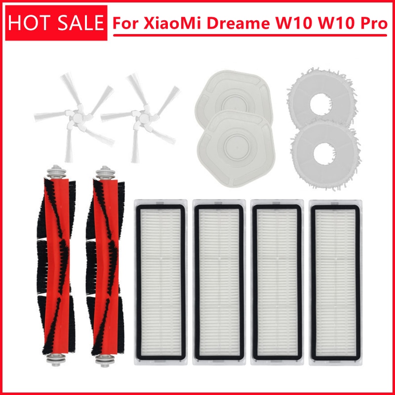 For XiaoMi Dreame W10 W10 Pro Robot Vacuum Cleaner Accessories Main Side Brush Washable HEPA Filter Mop Cloth Spare Parts