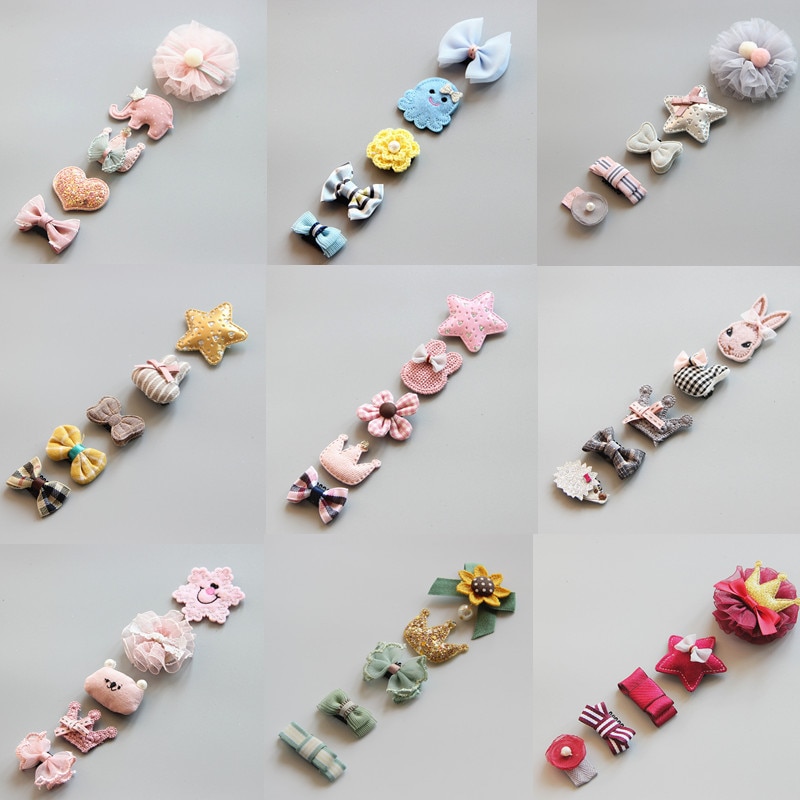 5Pcs/Set Cute Girls Women Flower Crown Animals Baby Hair Claws Children Hairpins Hair Clips Kid Hair Accessories Set