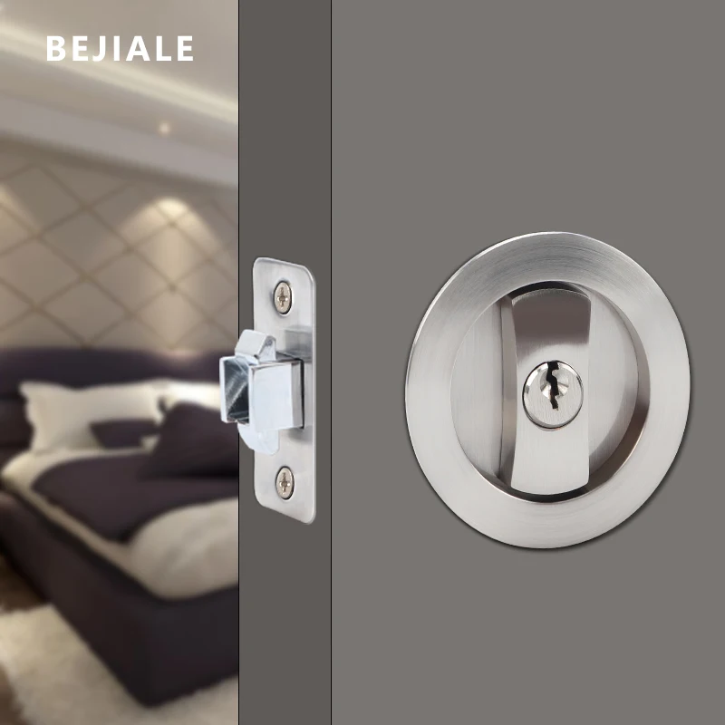 Black Sliding Door Sliding Door Lock Bathroom Balcony Interior Kitchen Double Hook Sliding Door Built-In Invisible Hook Lock