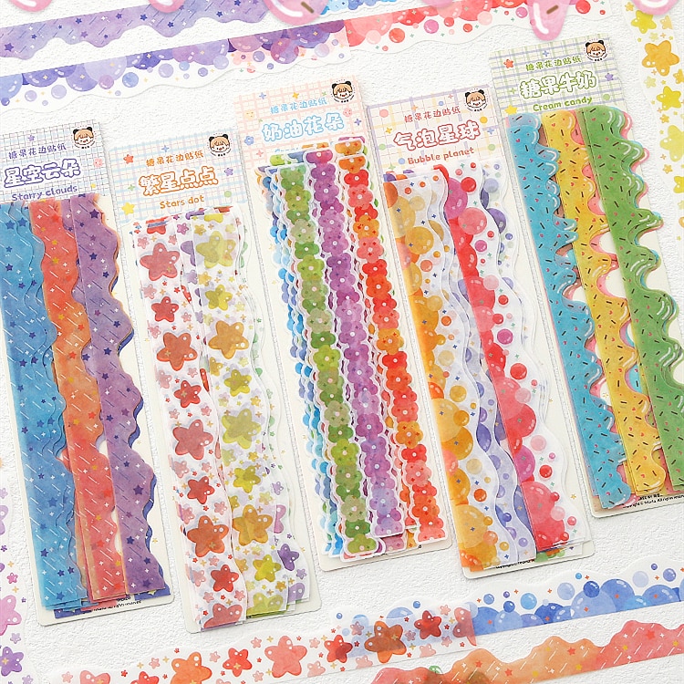 MOHAMM 20 Sheets Kawaii Candy Star Scene Tape for DIY Scrapbooking Frame Collage Art Crafts Material Planners