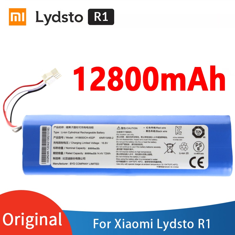Original 12800mAh XiaoMi Lydsto R1 Rechargeable Li-ion Battery Robot Vacuum Cleaner R1 Battery Pack with Capacity
