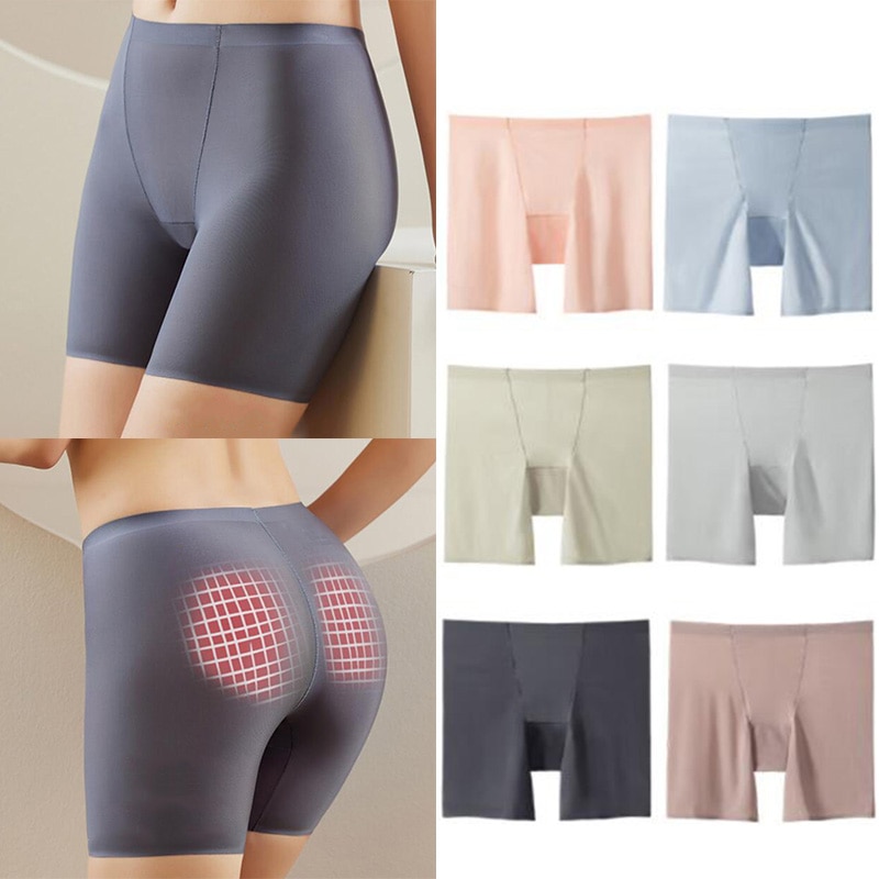 Hip Push Up Safety Pants High Elasticity Shorts Ice Silk Ultra Thin Seamless Fitness Pants For Women Slim Breathable Comfortable