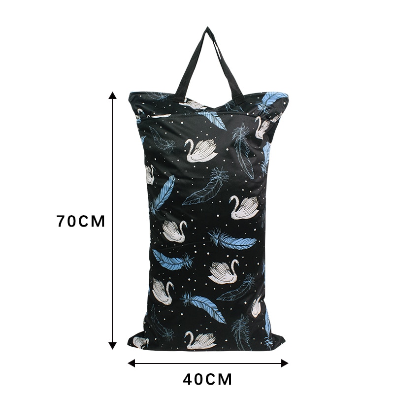 Wet Dry Bag With Two Zippered For Baby Diapers Nappies Diapers For Children Reusable Changing Nappy Waterproof Cloth Bag 40X70cm