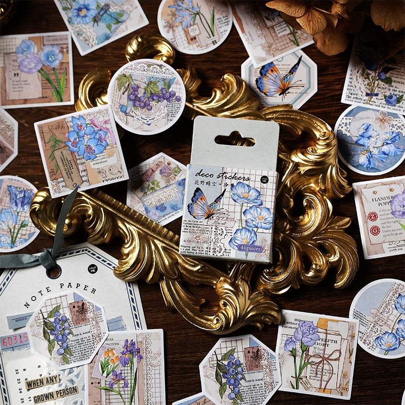 46pcs/lot Vintage Label Kawaii Diary Handmade Adhesive Paper Flake Japan Vintage box mini Sticker Scrapbooking Stationery