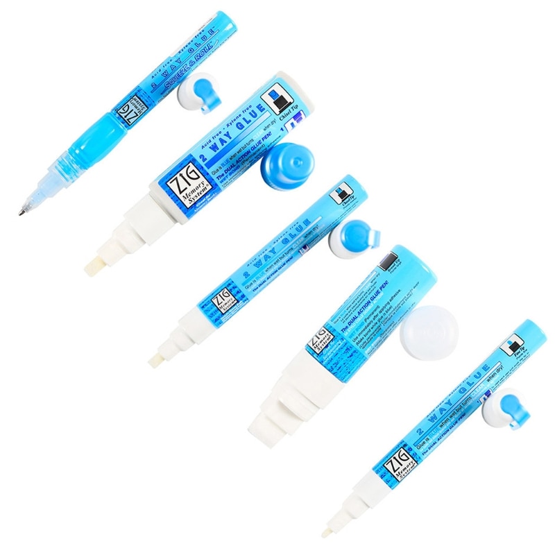 2 Way Glue Squeeze Roll Pen Permanent Temporary Adhesive Stick Pen for Scrapbooking Craft Card Making Foil Calligraphy
