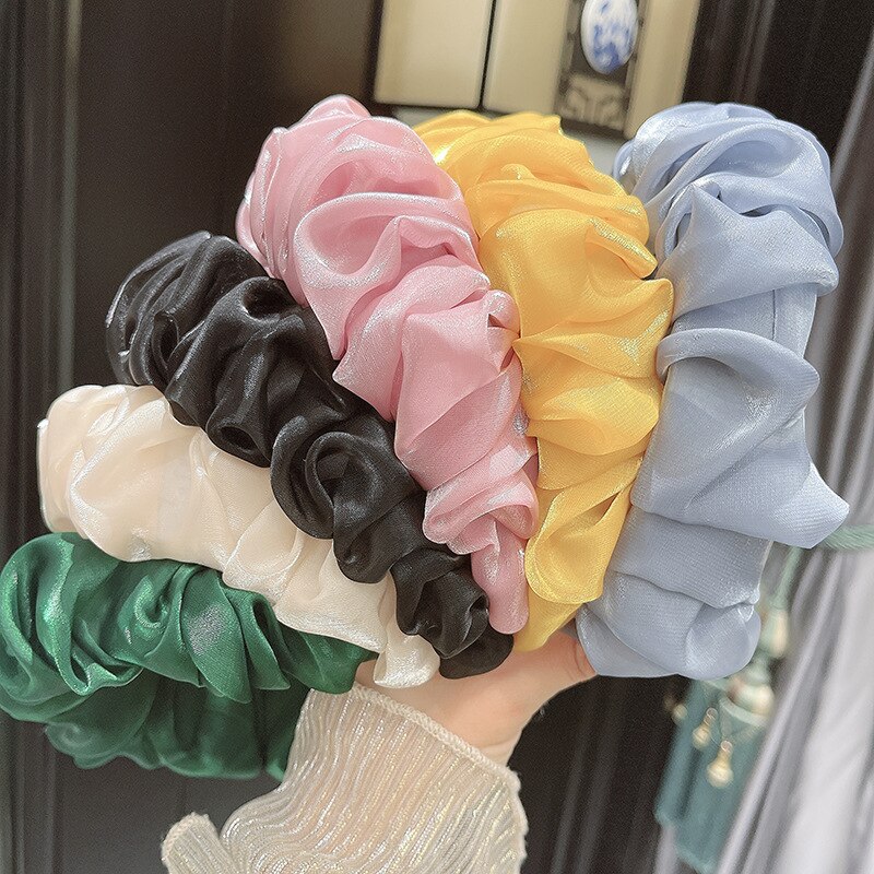 New Solid Color Padded Pleated Hairband for Women Fashion Scrunchy Headband Retro Hair Ties Hair Scrunchie Girl Hair Accessories