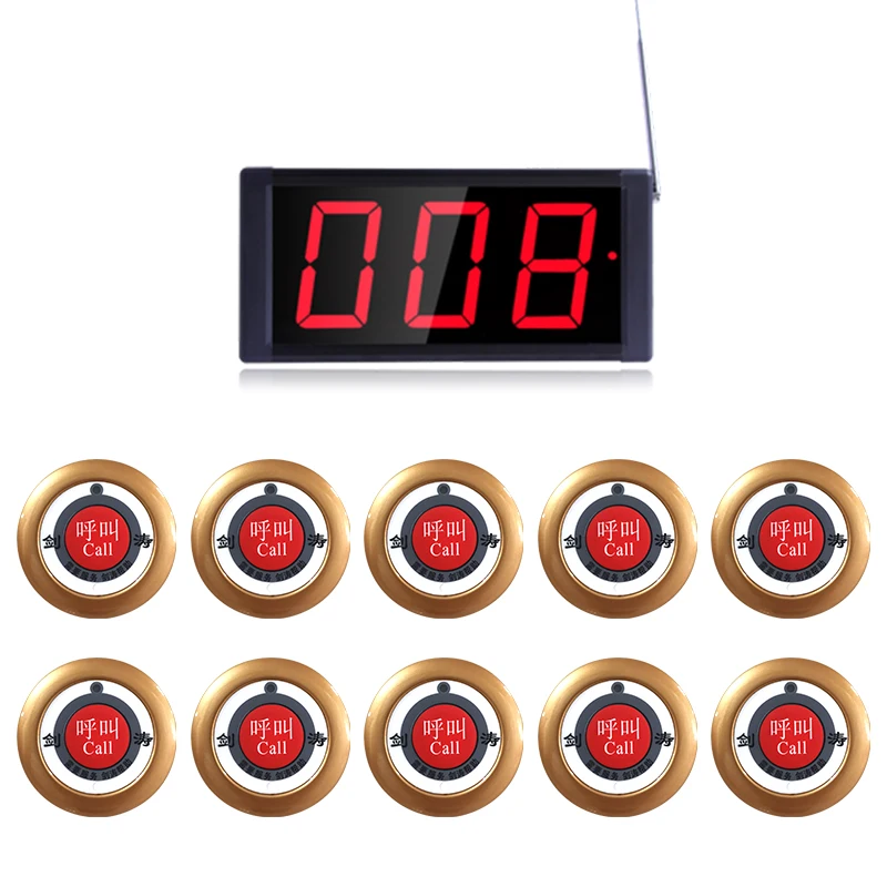 JIANTAO JT-203+F1J ABS Plastic Sound Amplifier Waterproof Wireless Calling System 3 Digit Led Display For Hookah Restaurant Cafe