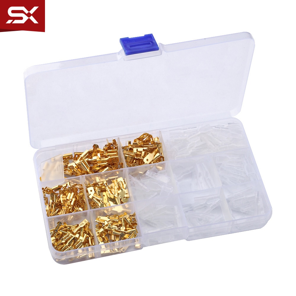 315PCS 2.8/4.8/6.3mm Female Male Spade Cold Crimp Terminal Connector Car Electrical Wire Connectors Insulated Cover Assorted Kit