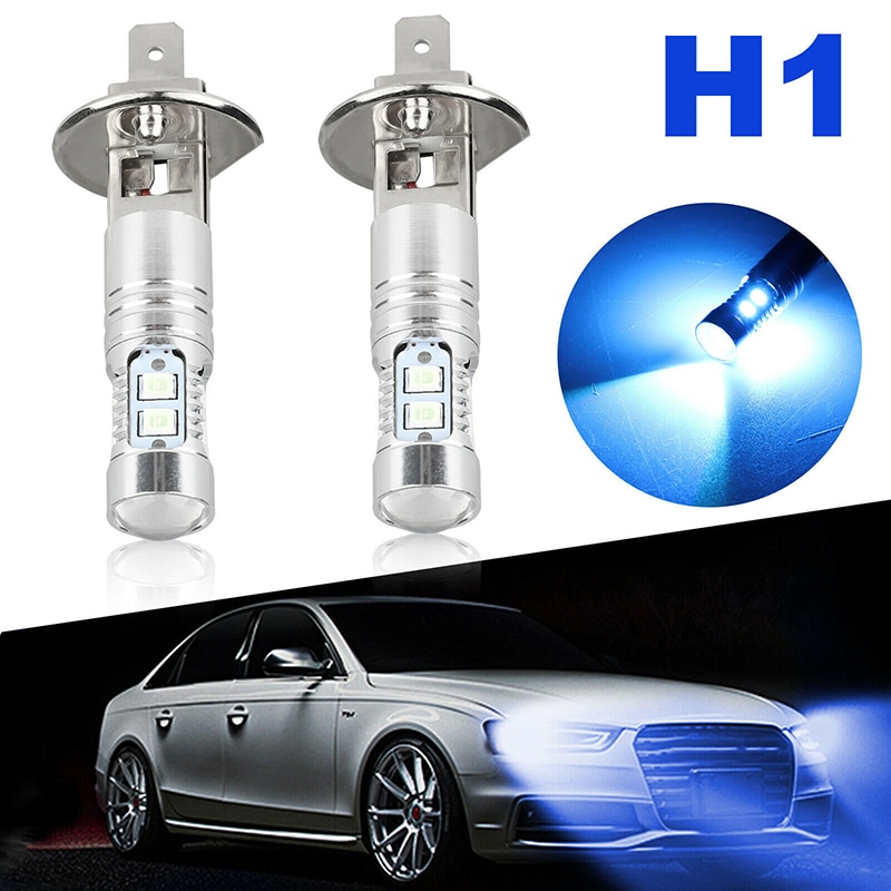 1 Pair H1 LED Auto Headlight Bulbs 1800LM 8000K Ice Blue Super Bright Car Headlights Vehicle Lamp Car Lights Accessories