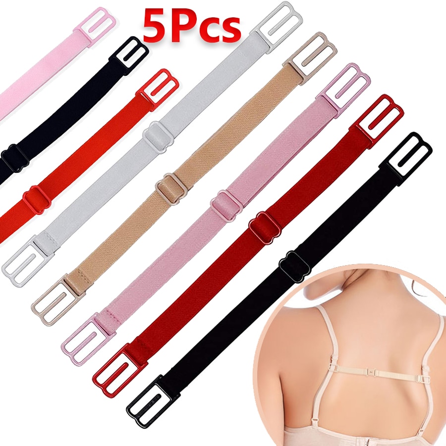 5Pcs Women Anti Slip Bra Strap Double-shoulder Back Hasp Holders Buckle Belt All Match Invisible Elastic Straps Bra Extender