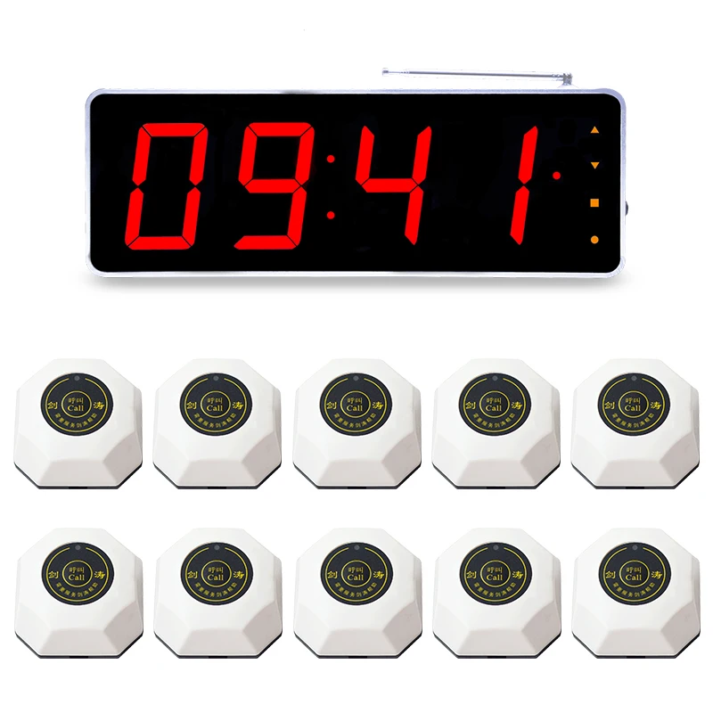 JIANTAO JT-204S+B1W With 10 Pagers Sound Amplifier Waterproof Wireless Calling System 4 Digit Led Display For Hookah Waiting