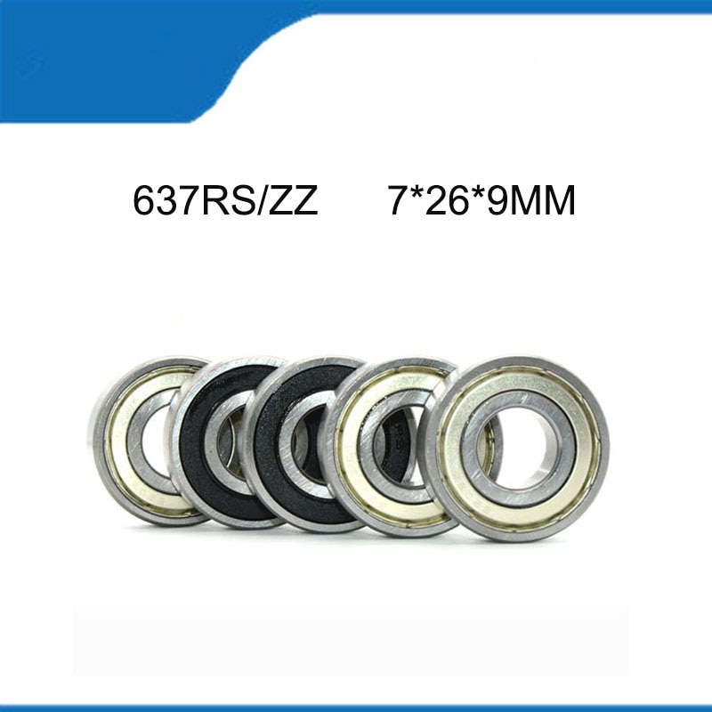 5/10PCS( ABEC-1) 637-2RS/ZZ Bearing (7MM*26MM*9MM) 637ZZ Deep Groove Steel Sealed Ball Bearings Steel High Quality 637RS