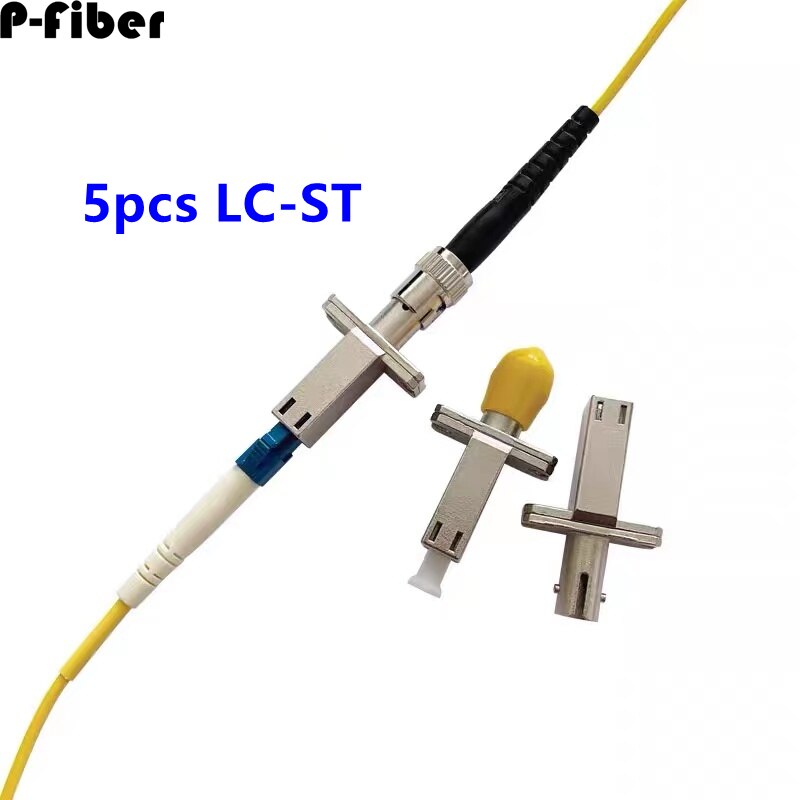 5pcs LC-ST optical fiber coupler flange adapter single multimode connector small square lc to st connector