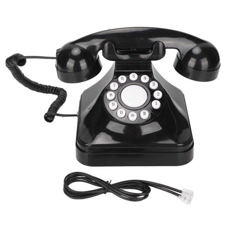 telephone Retro Telephone Classic Button Dial Decorated Corded Landline Phone for Business Black telefono