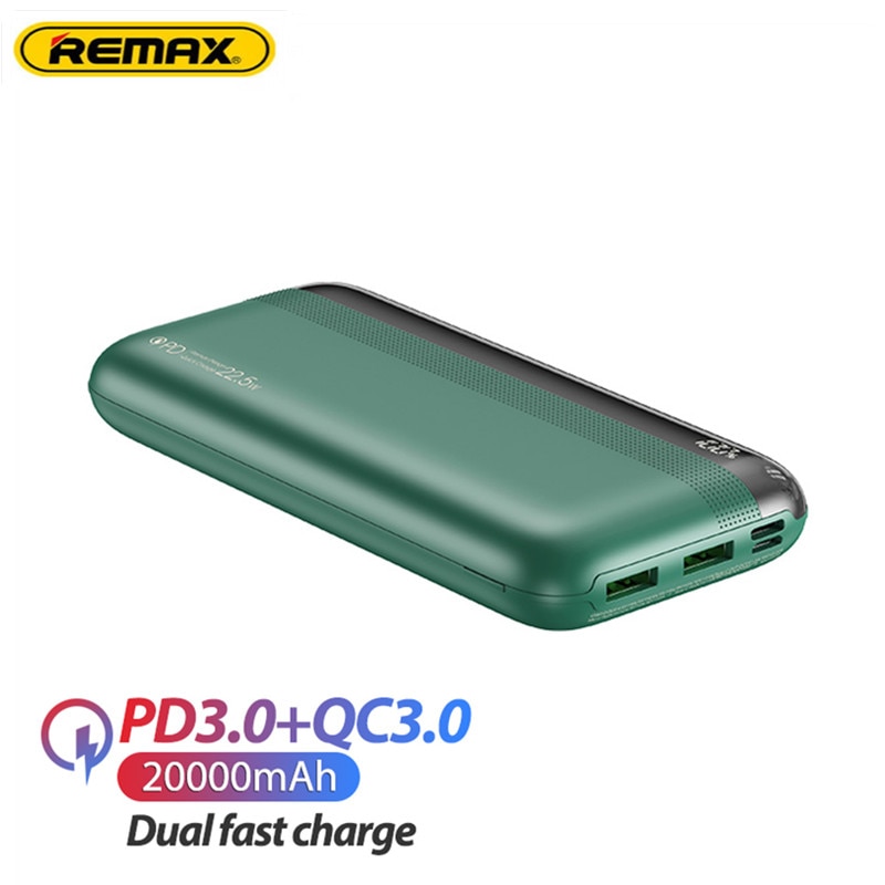 Remax 22.5W Power Bank 20000mAh Portable Fast Charging Powerbank Type-C PD20W Qucik Charge Poverbank External Battery Charger