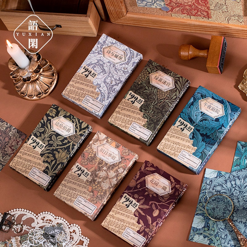 60 Pcs William Morris Series Material Paper Junk Journal Planner Craft Paper Scrapbooking Vintage Decorative Diy Craft Album