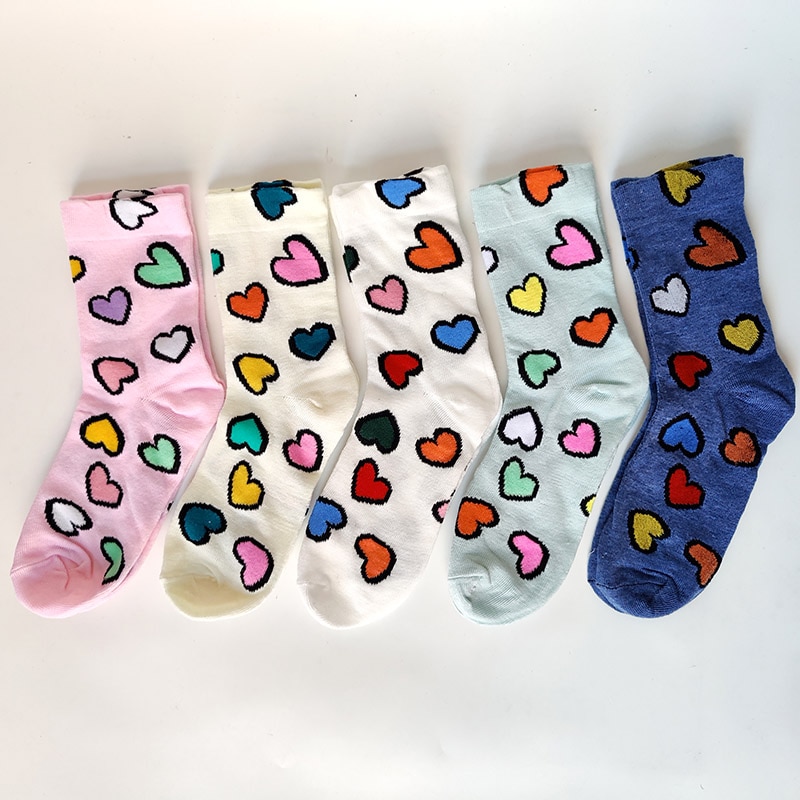 2022 NEW Candy Color Women Love Socks Ins Sweet Tide All-match Socks Female Happy Harajuku Hip Hop Socks