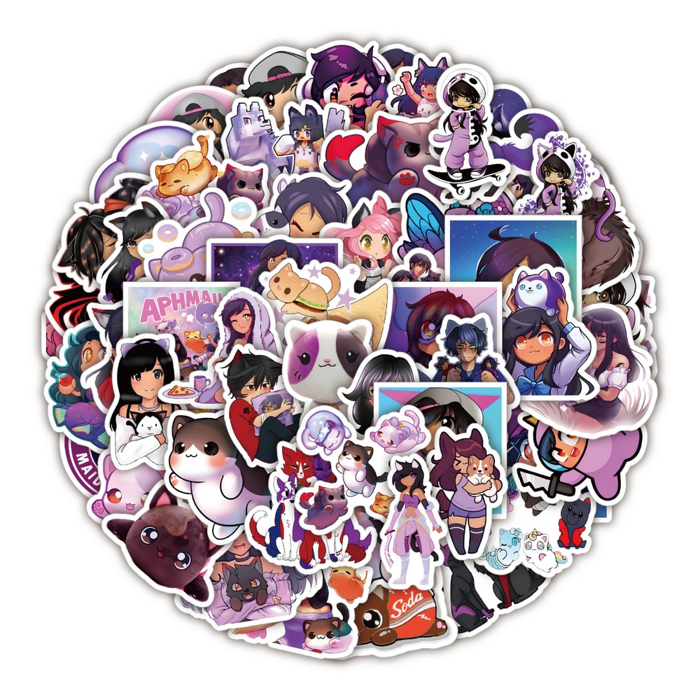 10/60Pcs Game Aphmau Cute Cartoon Graffiti Sticker Decoration Skateboard Helmet Bicycle Suitcase Laptop Thin Waterproof Sticker