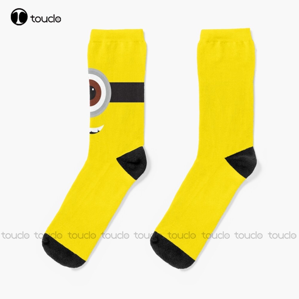 Minion-Eye Socks Women Workout Sockss Street Skateboard Socks 360° Digital Print Design Happy Cute Socks Creative Funny Socks