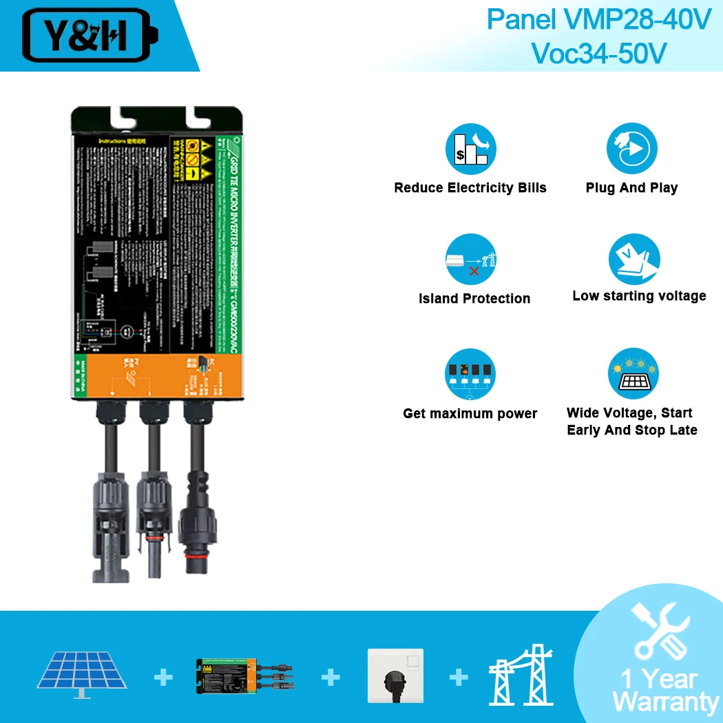 350W 300W 500W 600W 700W 120W 150W 180W MPPT Solar PV Grid Tie Micro Inverter GMI series Input 26-46V DC Output 110V-240V 65