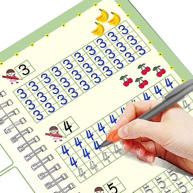 2022 Magic Writing Paste 3D Copybook For Calligraphy Numbers 0-100 Handwriting Textbook Learning Math Book Writing For Kids Toys