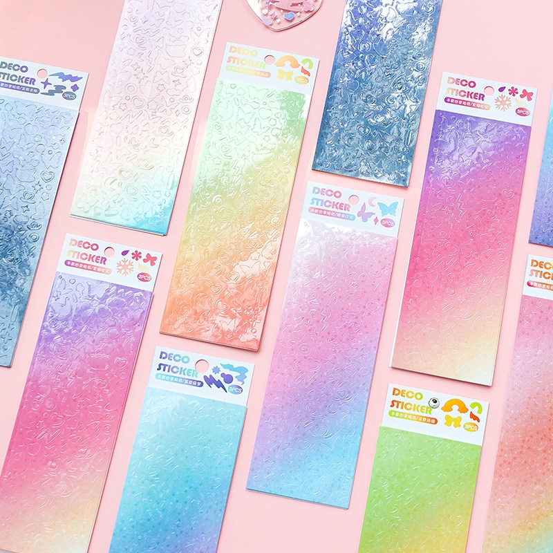 3pcs/set Kawaii Laser Glitter Stickers DIY Scrapbook Stickers Confetti Decor DIY Idol Photo Frames