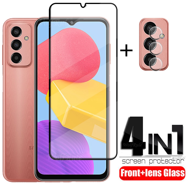 4-in-1 For Samsung Galaxy M13 Glass For Samsung M13 Tempered Glass 9H Full Glue Cover Screen Protetor For Samsung M13 Lens Glass