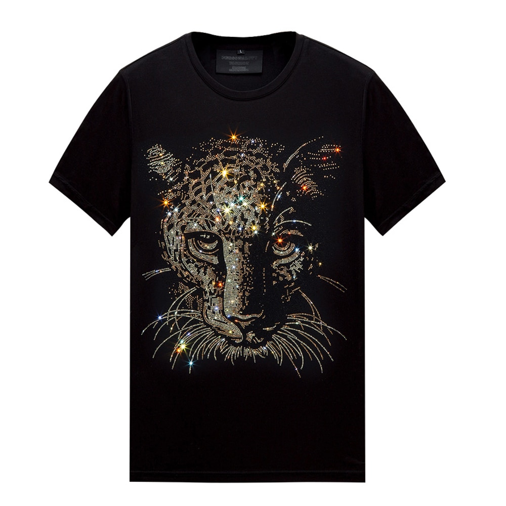 Rhinestones Shirts Men Women for Summer Casual Crew Neck Designer T-shirt Slim Fit Tops Unisex Mercerized Cotton