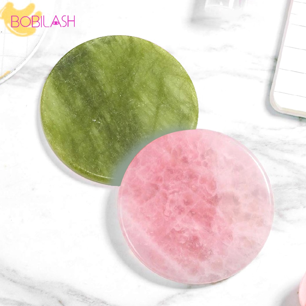 Pink Crystal Jade Stone Holder Lash Glue Adhesive Pallet Eyelashes Makeup Eyelash Extension Grafting Tool