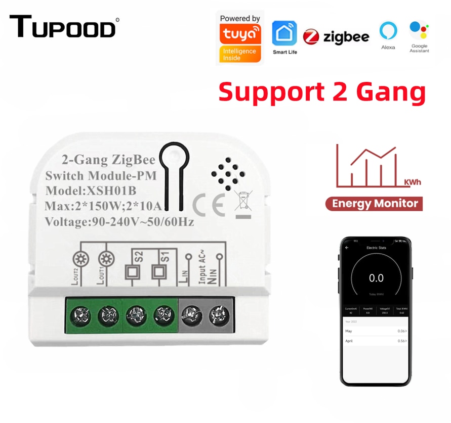 Tuya Smart Life ZigBee Switch Electricity Energy Monitor KWh Timer Mini Module Works with Google Home Alexa
