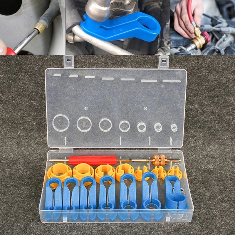 16pcs Car A/C Line Disconnect Tool Set Fuel Line Quick Removal Tool Fuel Line Disconnect Fuel Line Angled Disconnect Tool Set