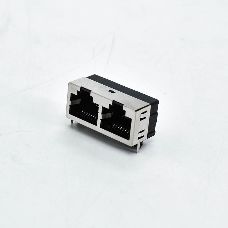 1x2 Port 8 Pin RJ45 Connector PCB 1x2 Port 8 Pin RJ45 Connector PCB integrated Connector RJ45 Metal Ethernet Port with Led Light