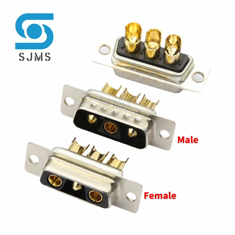 1PCS DB3 3V3 30A High Power Gold plated Male / Female high current Connector D-SUB adapter solder type 3 Pin plug socket jack