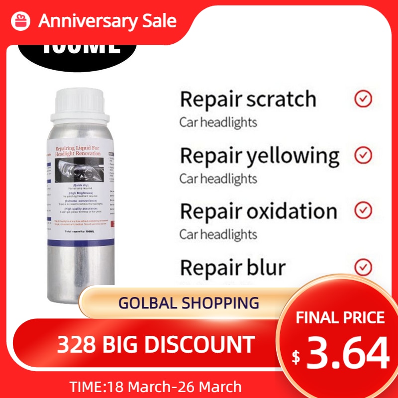 100ML Headlights Polishing Liquid Evaporator Liquid Headlight Car Glass Repair Car Chemicals Polymer Car Headlight Renovation