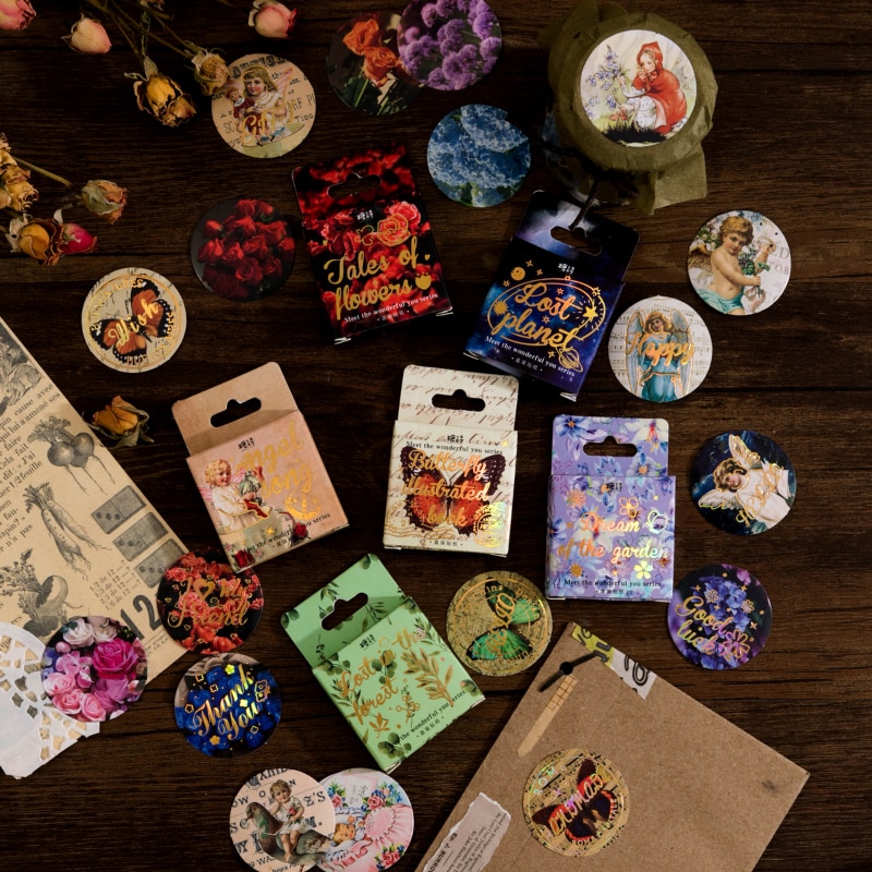 45Pcs/Set Vintage Style Decorative Stickers Aesthetic Junk Journal Phone Scrapbooking Collage Supplies Diary Planner Material