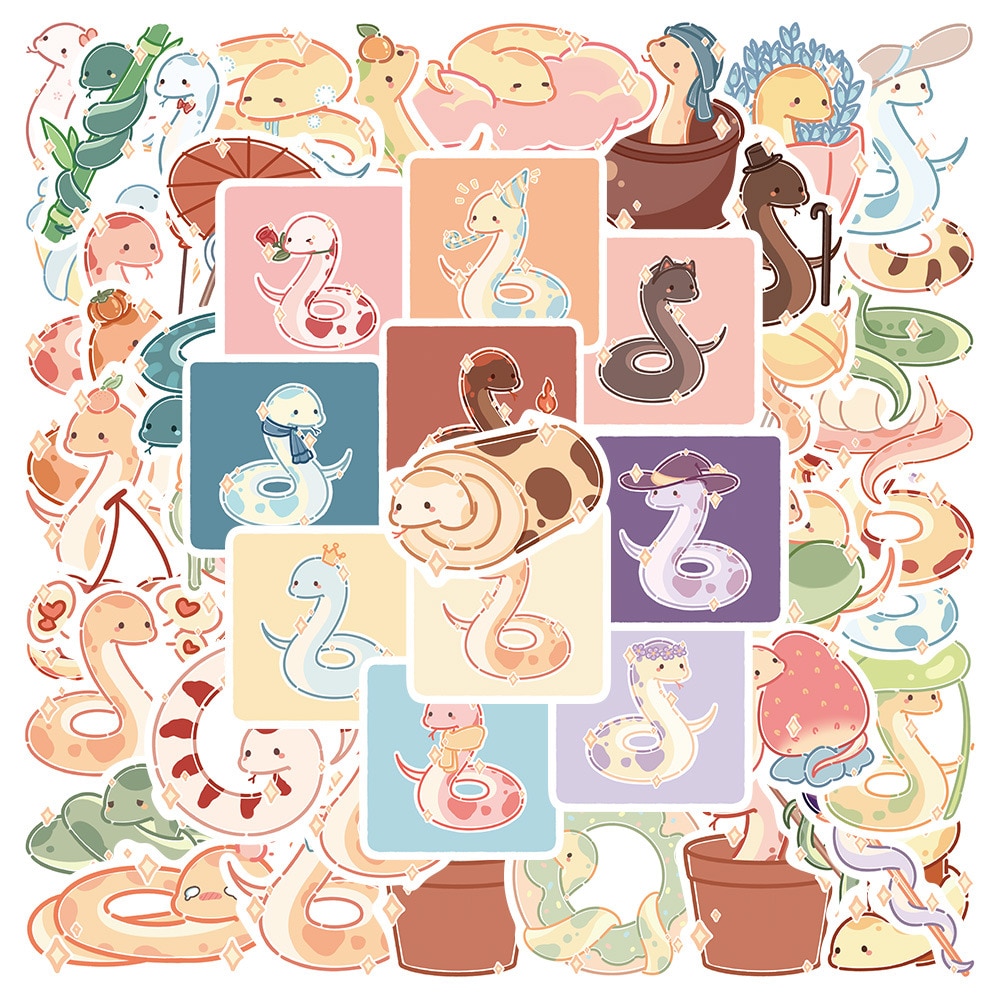 10/30/50PCS cartoon cute snake Stickers Cute Travel Skateboard Suitcase Guitar Luggage Laptop Funny Sticker Decals