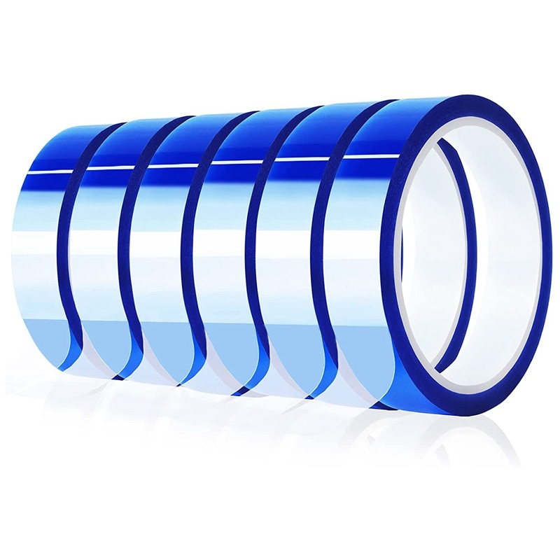 PPYY-6 Rolls 20Mm X33M Blue Heat Tape High Temperature Heat Resistant Tape Heat Transfer Tape For Heat Sublimation Press