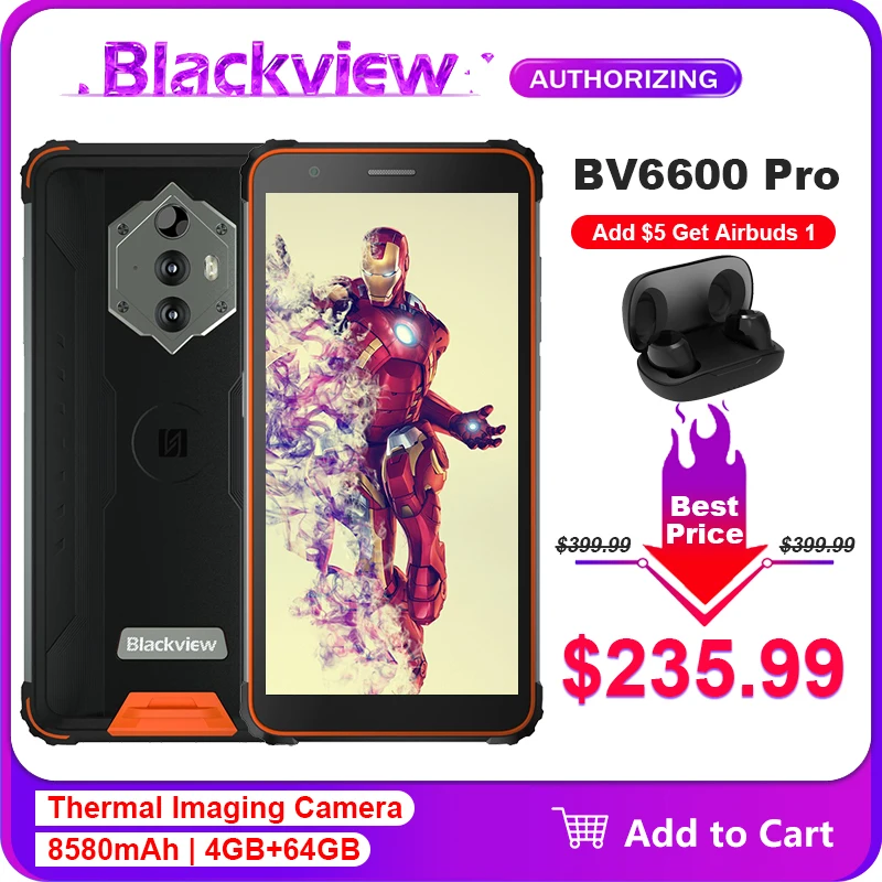 Blackview BV6600 Pro 8580mAh Thermal Imaging Rugged Smartphone IP68 Waterproof 16MP 5.7'' 4GB+64GB Global Bands NFC Mo