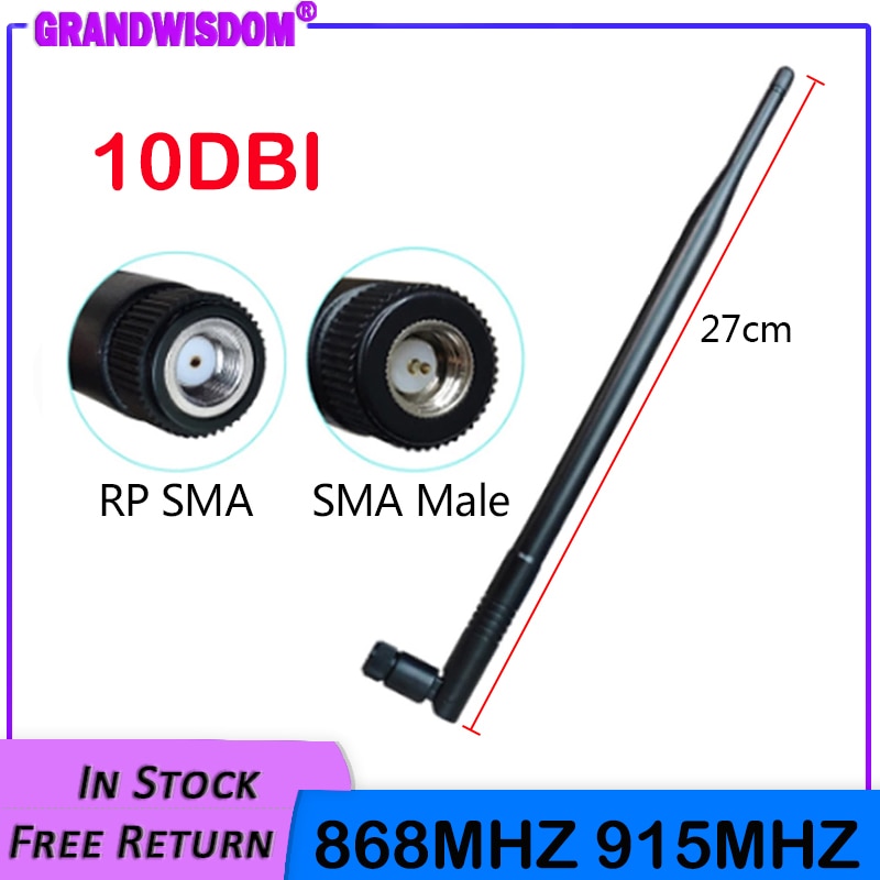 grandwisdom 868MHz 915MHz Antenna LORA 10dbi SMA Male FEMALE Connector GSM915 868 MHz signal repeater antenne waterproof LorawaN