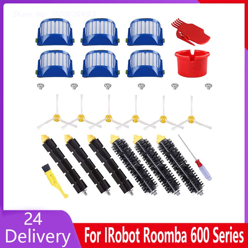 Replacement Filter for IRobot Roomba 600 Series 605 610 614 615 616 620 625 630 Cleaner Vacuum Beater Bristle Brush Side Brush