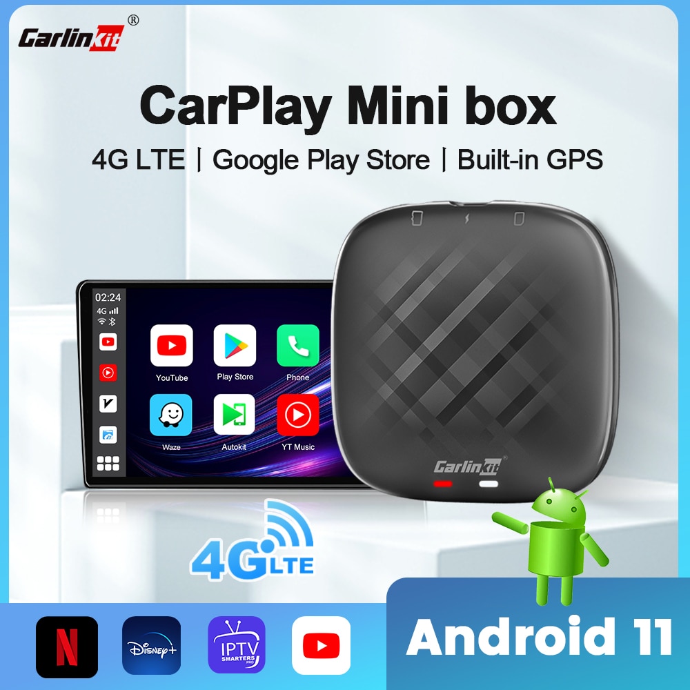 Carlinkit CarPlay Mini Ai Box Andoroid 11 Wireless CarPlay Android Auto For Audi Bmw Mazda Toyota Netflix You_Tube 4G LTE 128G
